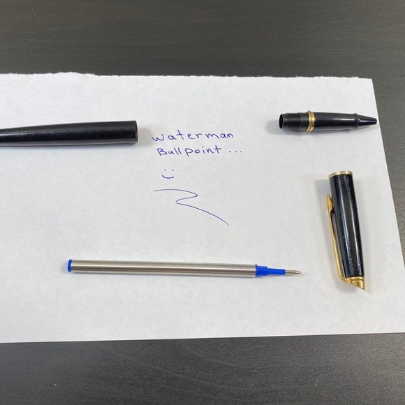 Blue Waterman Ballpoint Pen, Working Perfectly, Attractive Black and Golden Colo - Picture 6 of 10
